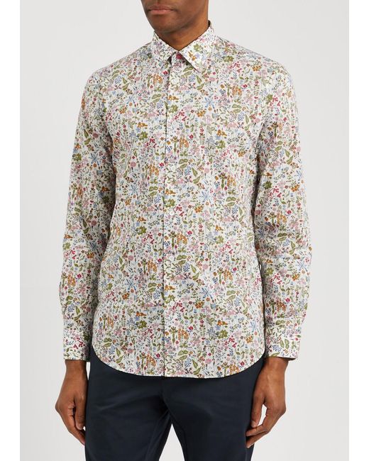 Paul Smith White Floral-print Cotton Shirt for men