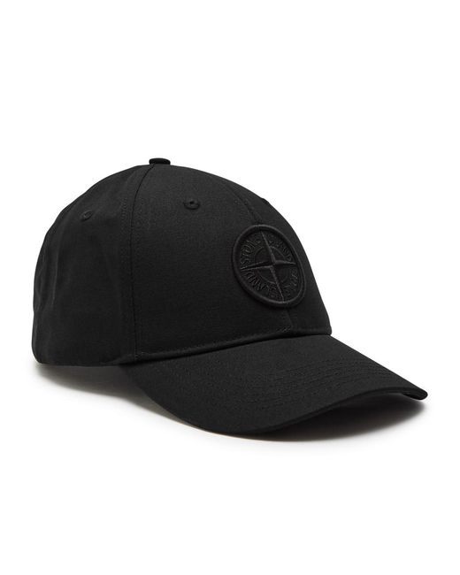 Stone Island Black Logo-Embroidered Cotton Cap for men