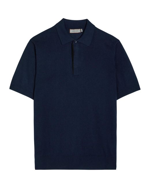 Canali Blue Knit Polo Shirt for men