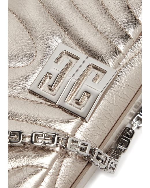 Givenchy Gray 4g Quilted Metallic Leather Shoulder Bag