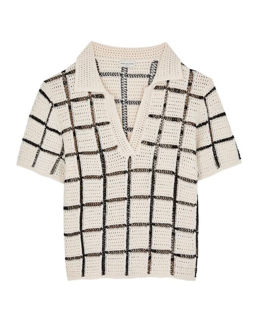 Dries Van Noten White Tiramisu Checked Crochet Polo Shirt