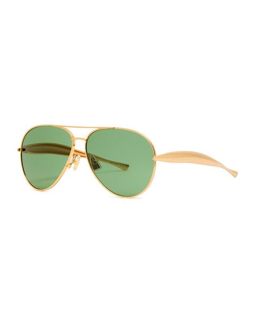 Bottega Veneta Green Aviator-Style Sunglasses