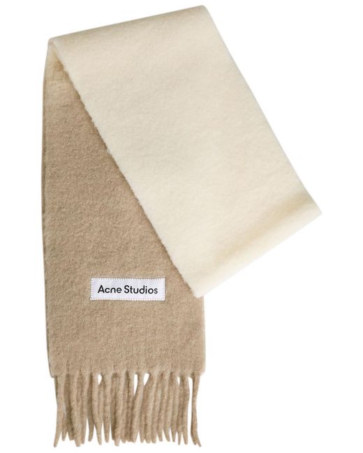 Acne Natural Logo-Appliquéd Fringed Alpaca-Blend Scarf