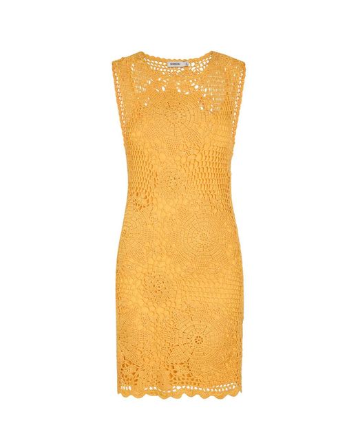 Jonathan Simkhai Yellow Fynch Crochet Cotton Mini Dress