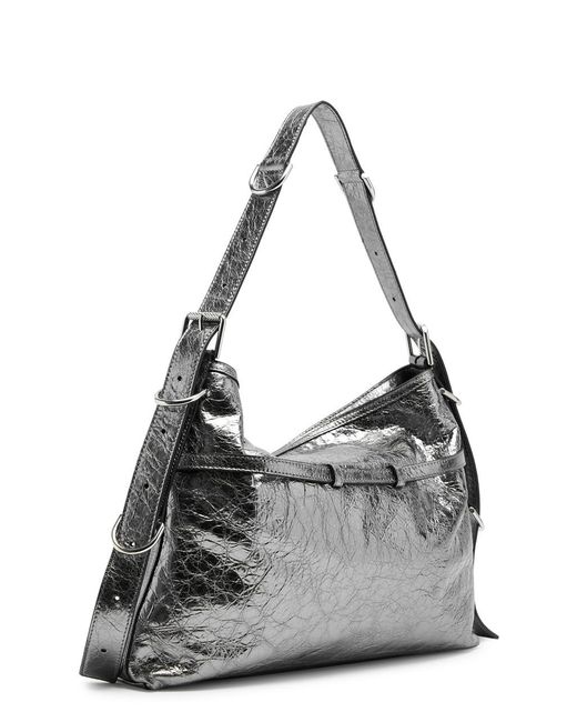 Givenchy Gray Voyou Medium Metallic Leather Shoulder Bag
