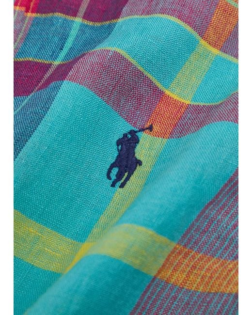 Polo Ralph Lauren Blue Plaid Linen Shirt