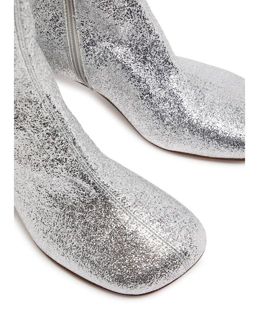 Dries Van Noten White 75 Glittered Ankle Boots