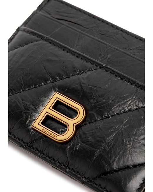 Balenciaga Black Crush Crinkled Leather Card Holder