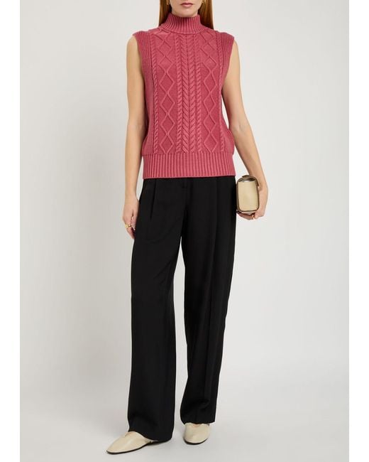 Varley Red Joilette Roll-Neck Cable-Knit Vest