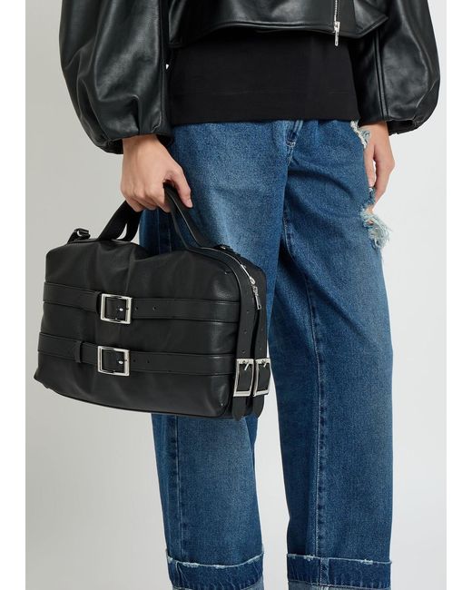 Simone Rocha Black Biker Belted Leather Shoulder Bag