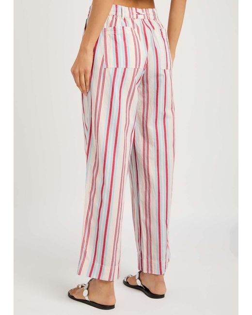 Damson Madder Red Georgia Striped Cotton Trousers