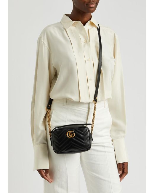 Gucci Black gg Marmont Mini Leather Cross Body Bag
