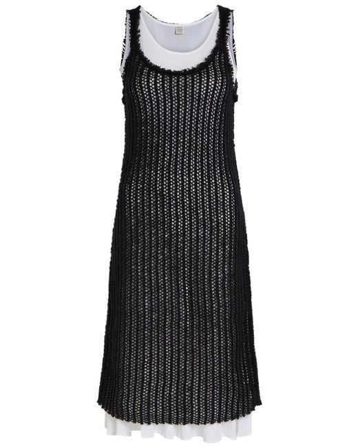 Totême Black Layered Mohair-Blend Midi Dress
