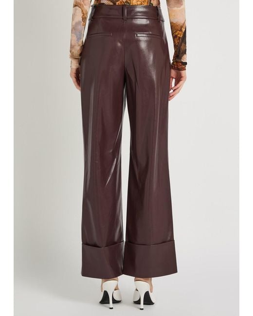 Alice + Olivia Purple Alexander Wide-Leg Faux Leather Trousers