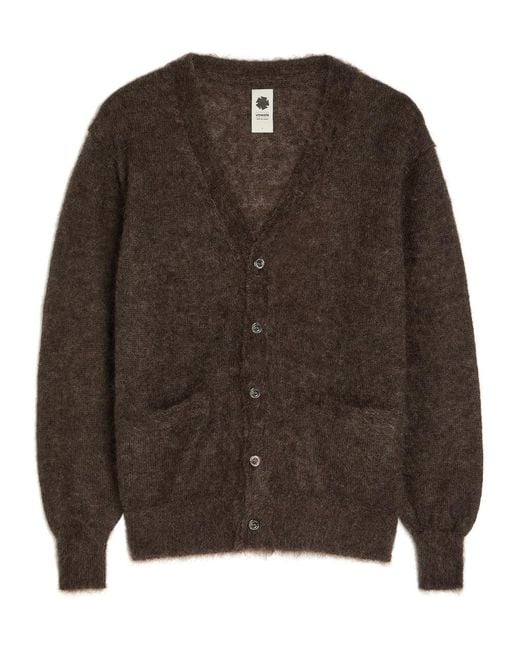 vowels Brown V-Neck Mohair-Blend Cardigan for men