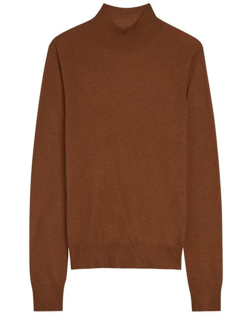 Joseph Brown Mock-Neck Cashmere Top