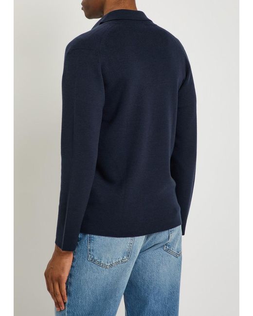 John Smedley Blue Narah Merino Wool Cardigan for men