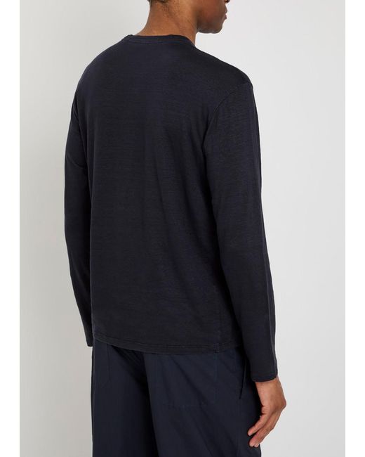 Labo.art Blue Long Sleeve Linen-Blend T-Shirt for men