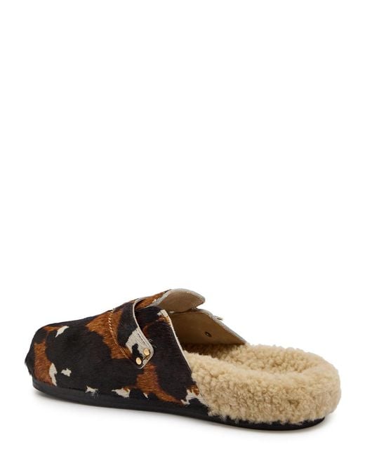 Ancient Greek Sandals Brown Vasilitsa Cow-Print Pony-Hair Mules