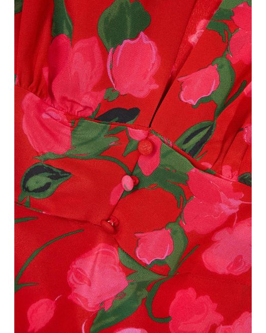 Rixo Red Emory Floral-print Silk Maxi Dress
