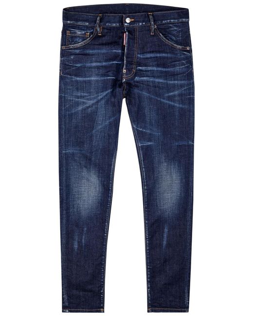 DSquared² Blue Cool Guy Distressed Slim-leg Jeans for men