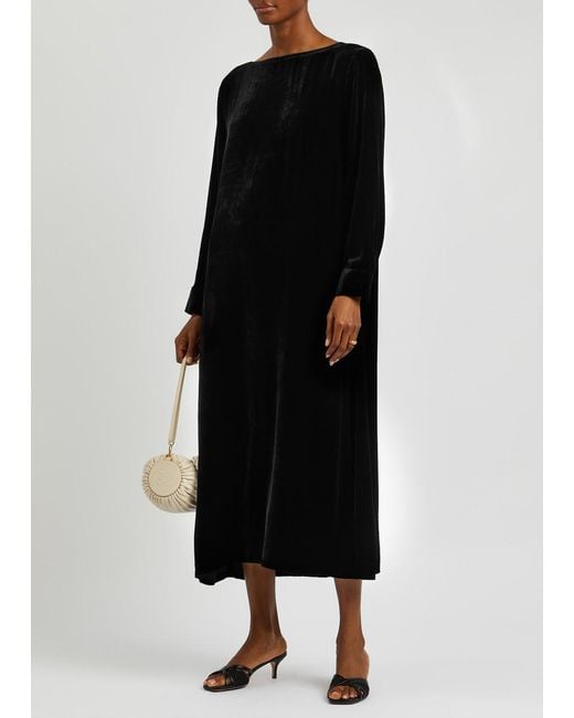 Eileen Fisher Black Velvet Midi Dress