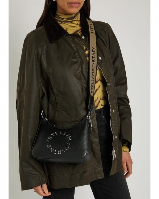 Stella McCartney Black Studded-Logo Faux Leather Shoulder Bag