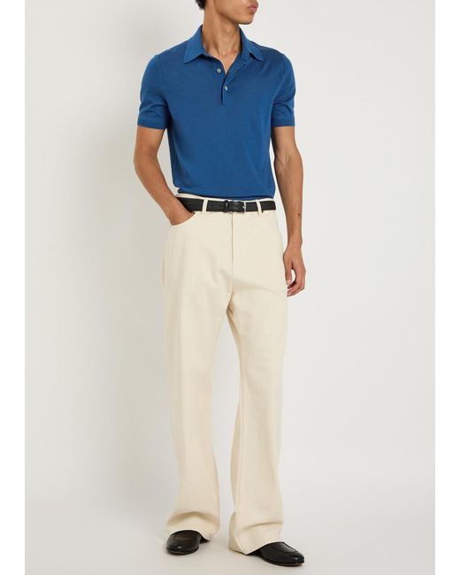 Tom Ford Blue Gauge Cashmere And Silk-Blend Polo Shirt for men