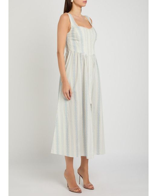 LoveShackFancy White Majory Floral Cotton Midi Dress