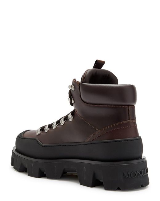 Moncler Black Peak Trek Leather Hiking Boots for men
