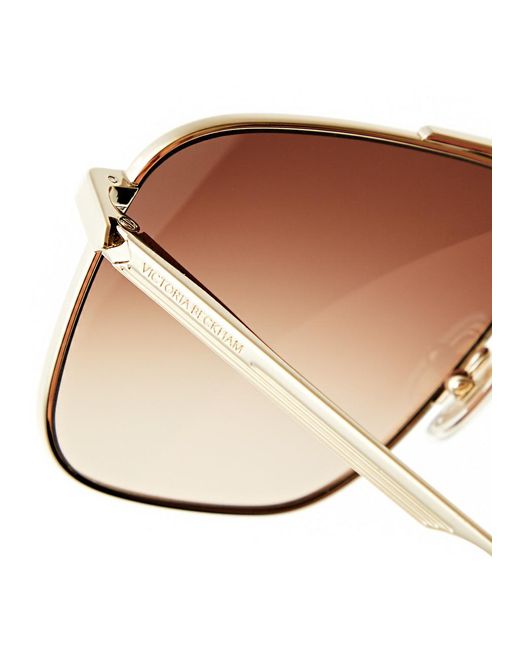 Victoria Beckham Brown Navigator Square-frame Aviator-style Sunglasses