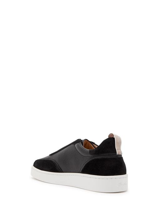 Aurélien Black Leisure Panelled Grained Leather Sneakers for men