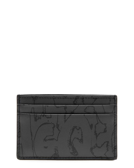 Alexander McQueen Gray Logo-print Leather Card Holder for men
