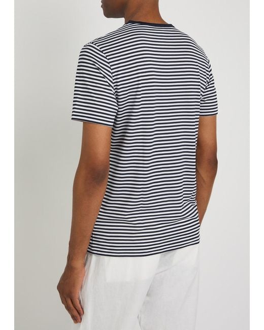 Sunspel Blue Striped Cotton T-Shirt for men