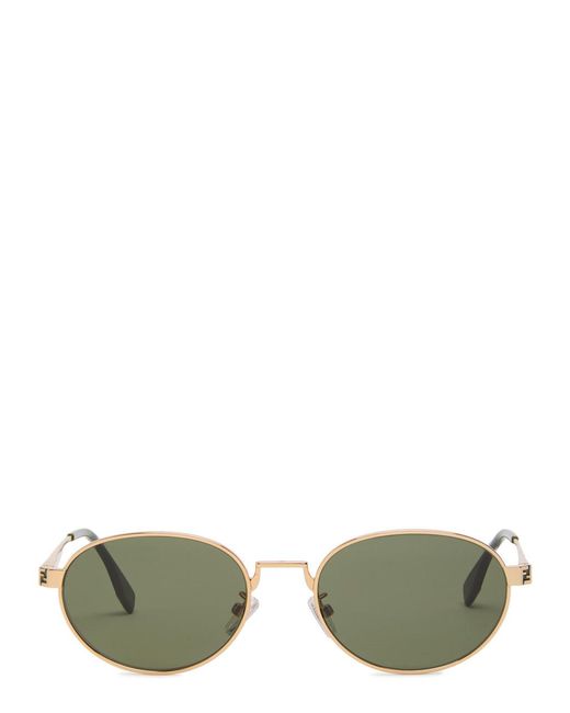 Fendi Green Oval-Frame Metal Sunglasses for men
