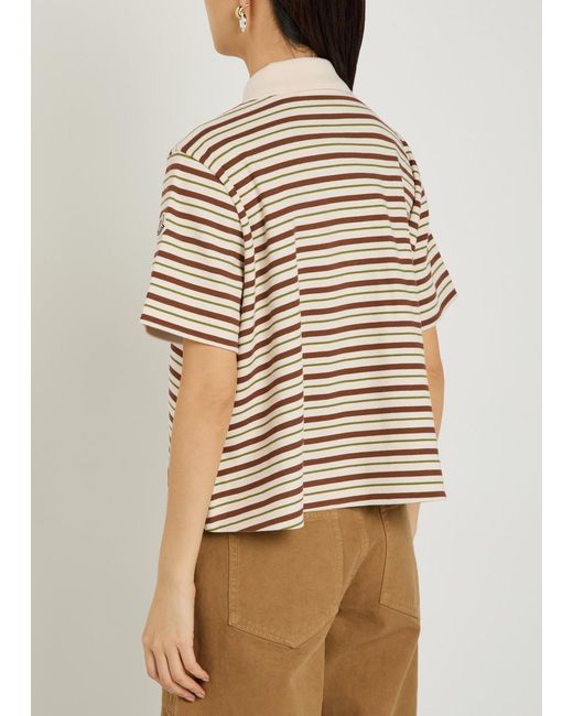 Moncler Natural Striped Cotton Polo Shirt