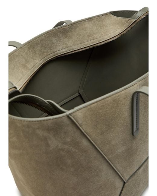 Brunello Cucinelli Gray Bead Medium Suede Tote Bag