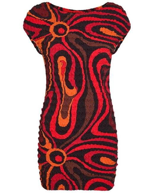 Emilio Pucci Red Printed Seersucker Mini Dress