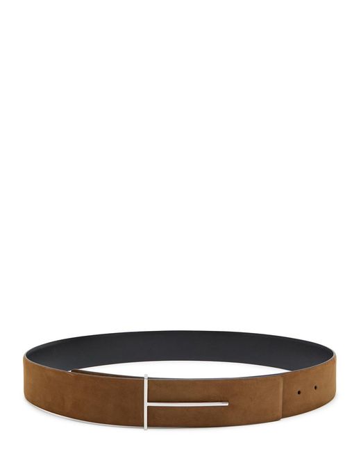 Tom Ford Brown Reversible Nubuck Belt for men