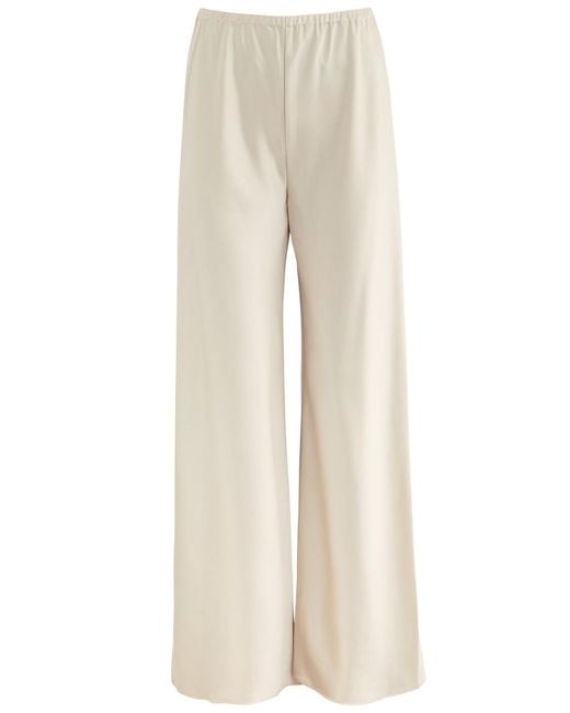 Almada Label Natural Bias-Cut Wide-Leg Satin Trousers