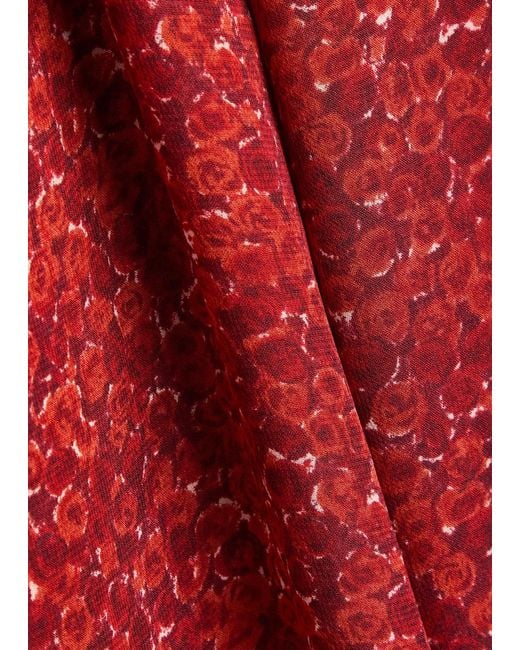 Reformation Red Lela Floral-Print Georgette Midi Dress