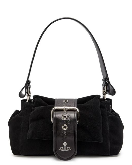 Vivienne Westwood Black Hazel Treasure Suede Shoulder Bag