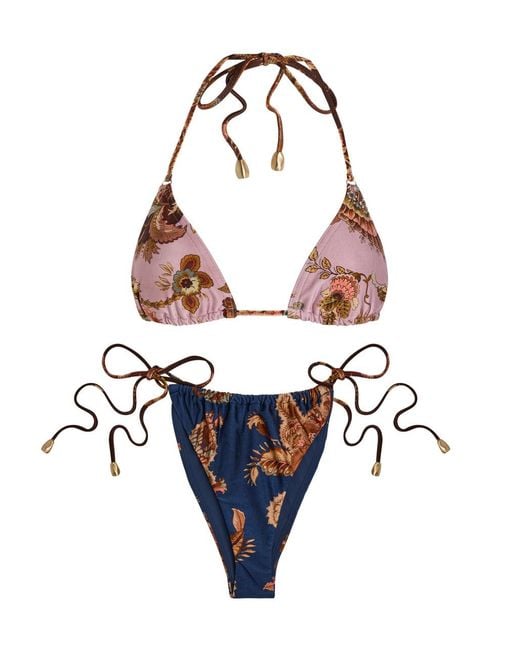 Zimmermann Blue Aster Spliced Printed Bikini