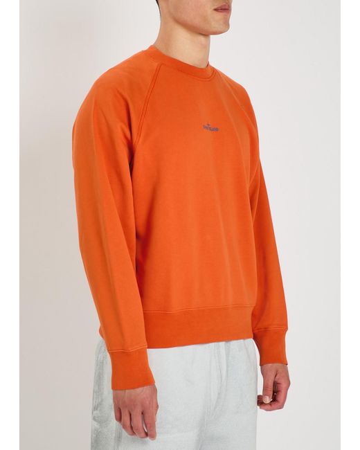 Stone Island Orange Printed Cotton Sweatshirt for men