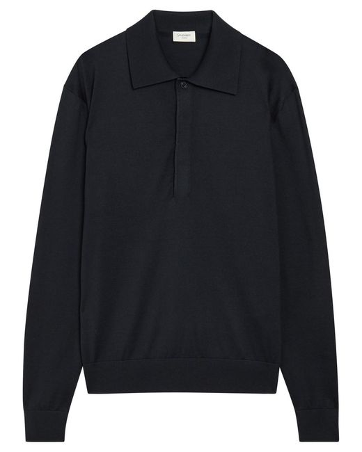 Saint Laurent Blue Silk And Cotton-Blend Polo Shirt for men