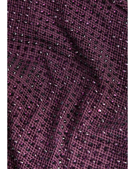 Self-Portrait Purple Crystal-Embellished Mesh Gown