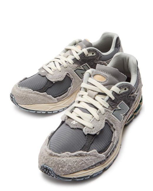 New Balance White 2002R Panelled Brushed Suede And Mesh-Knit Sneakers
