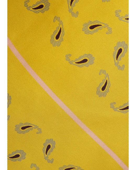 Otzio Yellow Margot Printed Asymmetric Silk Midi Skirt