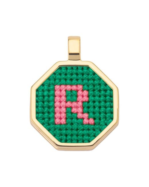 Maria Frering Green Letter H Pendant-Plated Necklace