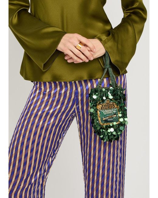 Anya Hindmarch Green Filippo Berio Embellished Top Handle Bag